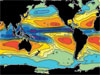 Global differences, on average, between evaporation and precipitation