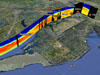 A data profile image from the High Spectral Resolution Lidar (HSRL) aboard NASA Langley’s UC-12 research aircraft showing wildfire smoke that has drifted over the Chesapeake Bay.