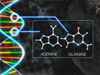 conceptual image of DNA double-helix and a meteorite