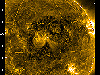 The flare is seen here near the center of this image from SDO in 171 angstrom.