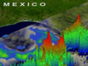 radar map showing rainfall amounts and windspeed
