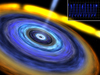 artists concept showing 'heartbeat' and black hole emitting radiation