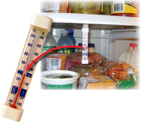 un termómetro en un frigorífico