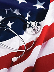 photo of an American flag with a stethoscope on it