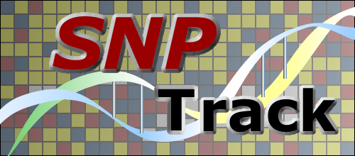 Yellow, blue, red and white checkered background with SNP Track in large letters overlaid