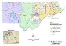 Cody Field Office land status map.