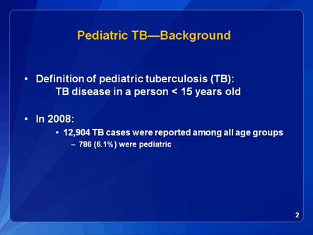 Slide 2: Pediatric TB - Background