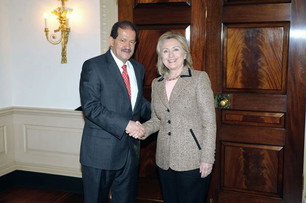 Date: 01/28/2011 Description: Secretary Clinton with Colombian Vice President Angelino Garzon at the State Department. - State Dept Image