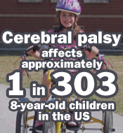 Girl on tricycle: Cerebral Palsy effects approximately 1 in 303 8-year-old children in the US