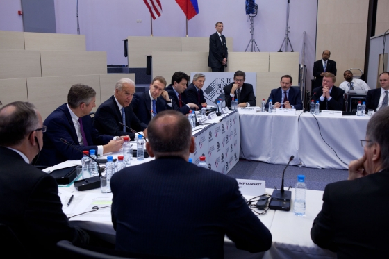Vice President Joe Biden holds a roundtable discussion with American and Russian business leaders and Russian Deputy Prime Minister