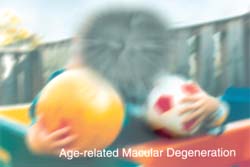 A photograph of two boys blurred to represent eyesight with Age-Related Macular Degeneration.