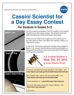 Flyer to promote the 2012 edition of Cassini Scientist for a Day