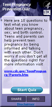 Teen Pregnancy Prevention Quiz. Flash Player 9 is required.