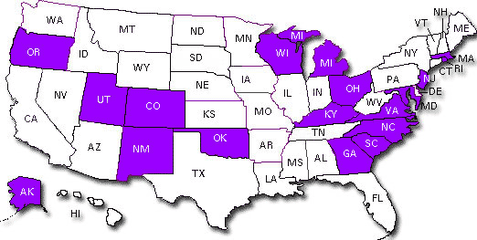 US map highlighting profile states