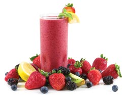 a smoothie and fruit