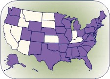 PRAMS Participating States in purple. 