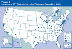 Locations of ART Clinics in the United States and Puerto Rico, 2009.