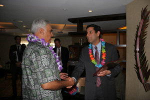 Federal CIO Vivek Kundra presenting a letter of appreciation to Sonny Bhagowalia