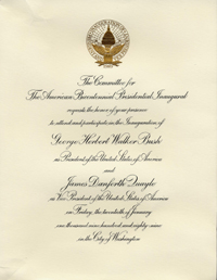 Invitation to President George H.W. Bush's inauguration
