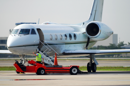 Airplane being serviced.