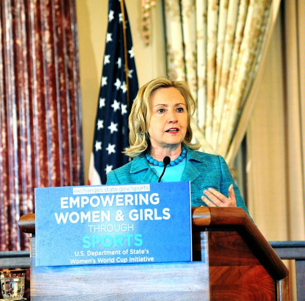 Date: 06/06/2011 Description: Secretary Clinton launches the Women's World Cup Initiative and marks the kick-off of the 40th Anniversary Year of Title IX, at the Department of State. - State Dept Image