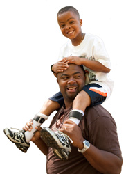 Boy on dad's shoulder