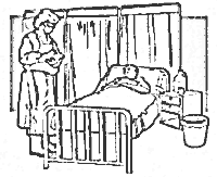 Illustration of a doctor examining a patient in bed
