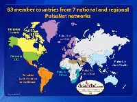 Map of the PulseNet International Network: 83 member countries from 7 national