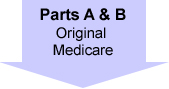 Down arrow labeled 'Medicare Parts A&B'