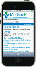Mobile MedlinePlus on an iPhone