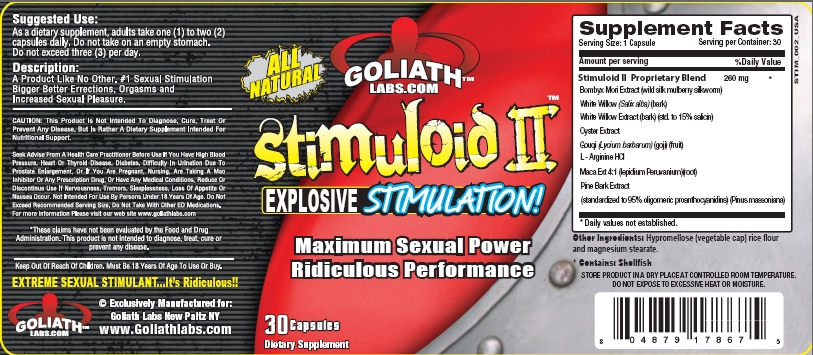 label for 30 count of Stumuloid II explosive stimulation dietary supplement