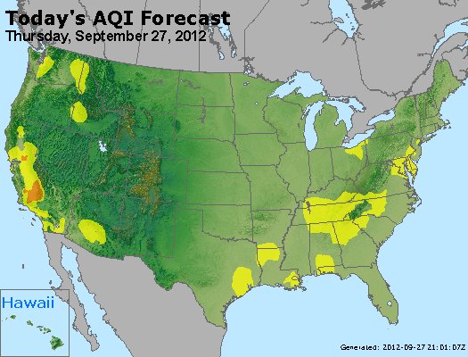 AQI Forecast - http://www.epa.gov/airnow/today/forecast_aqi_20120927_usa.jpg