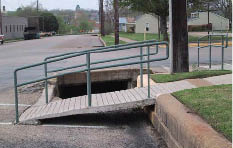 Photo of an unusual ‘flying' ramp in a Midwestern town.  See caption for details.