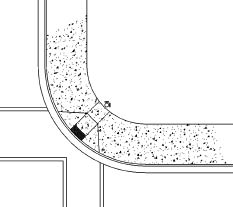 CAD drawing of single perpendicular curb ramp in 12-foot sidewalk at 30-foot radius corner; APS locations indicated.