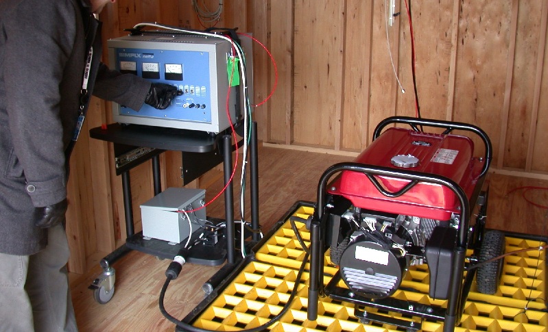 Picture of a generator being tested in an enclosed space