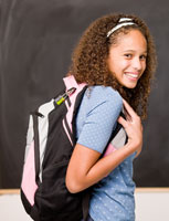 girl with backpack on