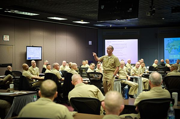 Chief of Naval Operations (CNO) Adm. Jonathan Greenert speaks to fleet, force and command master chiefs at the MCPON Leadership Mess Symposium about the current and future status of the Navy and his expectations of the mess.  U.S. Navy photo by Mass Communication Specialist 1st Class Peter D. Lawlor (Released)  120926-N-WL435-124