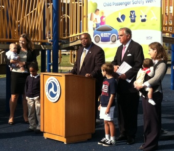 Photo of NHTSA Administrator David Strickland and DOT Sec. Ray LaHood at CPS event 9-17-2012
