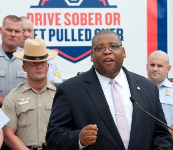 NHTSA Administrator David Strickland announcing the start of the national anti-drunk driving crackdown