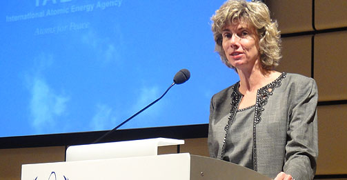 NRC Chairman Allison Macfarlane addresses the International Nuclear Safety Group Forum at the 56th International Atomic Energy Agency�s General Conference in Vienna, Austria