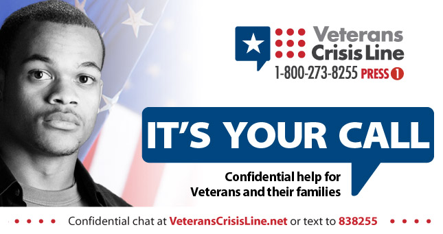 Veterans Crisis Line graphics and text