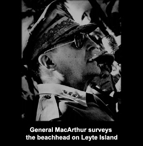 General MacArthur surveys the beachhead on Leyte Island