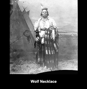 Image of native woman wearing a Wolf Necklace
