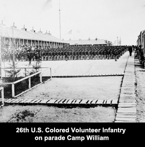 26th U.S. Colored Volunteer Infantry on parade Camp William