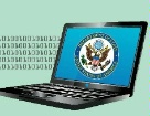 Date: 08/01/2012 Description: binary code and open laptop with Department seal - State Dept Image