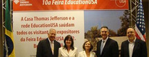 Francisco Sanchez and others at the EducationUSA fair on the Brazil Education Services trade mission