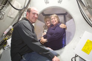 ED leadership tour a wind turbine