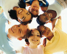 Photograph of a group of male and female teenagers