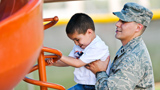 Air Force Reserve Father and Son Enjoy Spending Time On-Base