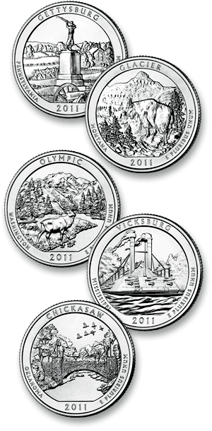 Image shows 2011 quarters reverse.